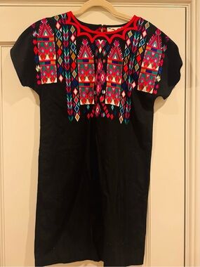 NWT Figue Embroidered Cotton Mini Dress Black / Pink Sz XS